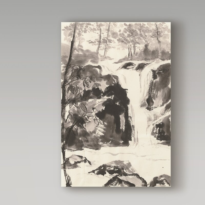 Millwood Pines Sumi Waterfall III by Chris Paschke - Print on Canvas